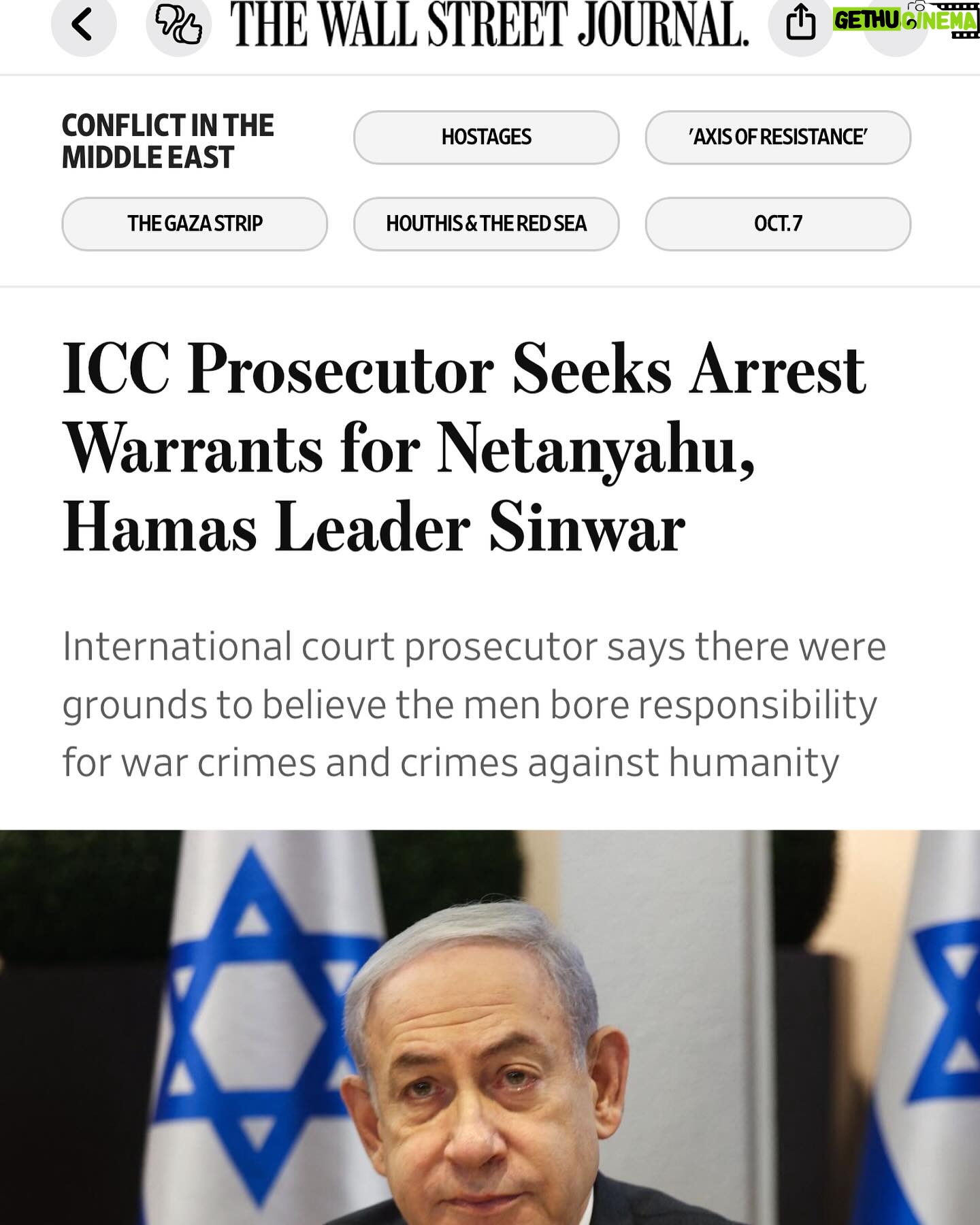 Joy Reid Instagram - From the @wsj — The International Criminal Court’s prosecutor is seeking arrest warrants for Israeli Prime Minister Benjamin Netanyahu and the leader of Hamas in Gaza, Yahya Sinwar, a move that Israeli officials have warned could scuttle efforts to end the conflict in the enclave. An ICC court would need to decide whether to issue a warrant for their arrests. Full story at @wsj