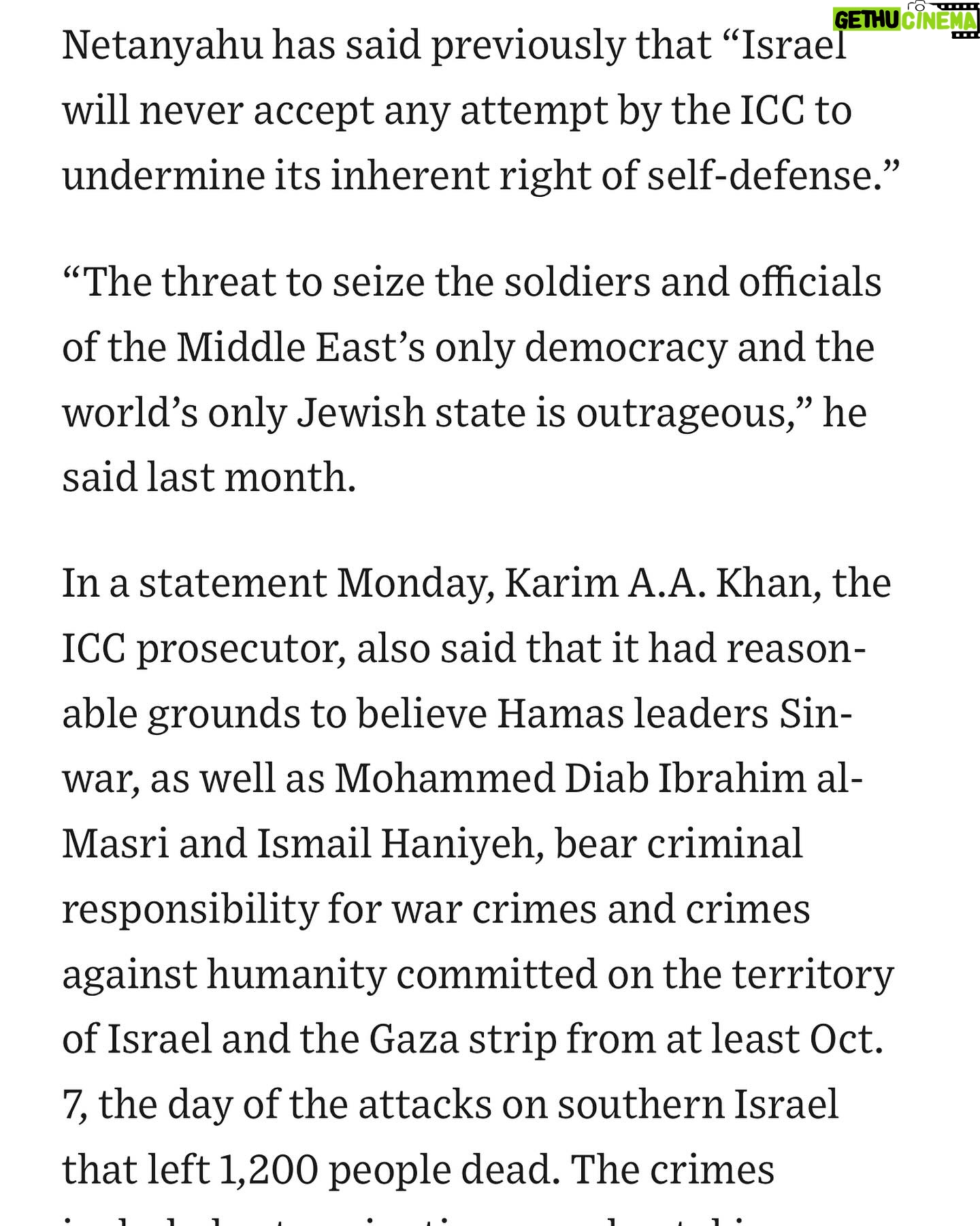 Joy Reid Instagram - From the @wsj — The International Criminal Court’s prosecutor is seeking arrest warrants for Israeli Prime Minister Benjamin Netanyahu and the leader of Hamas in Gaza, Yahya Sinwar, a move that Israeli officials have warned could scuttle efforts to end the conflict in the enclave. An ICC court would need to decide whether to issue a warrant for their arrests. Full story at @wsj