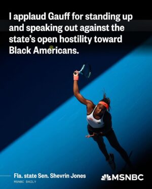 Joy Reid Instagram - Well done, @rondesantis … 
.
Repost from @msnbc
•
“Coco Gauff, the reigning U.S. Open champion who’s considered a favorite at the French Open tournament that begins this weekend, told The Associated Press in an interview that right now is ‘a crazy time to be a Floridian, especially a Black one at that,’” writes Florida state Sen. Shevrin Jones.

“As a state senator who represents Miami Gardens, Florida’s largest majority-Black city, I applaud Gauff for standing up and speaking out against the state’s open hostility toward Black Americans.”

“[Gov. Ron] DeSantis needs to own the fact that he’s the reason why prominent athletes, companies, civil rights organizations, current residents and visitors alike are declaring our state as unsafe and hostile to millions of Americans,” Jones writes. “Over the last five years, he and the Legislature he controls have led an aggressive assault on civil liberties and rights — putting Black Americans, the LGBTQ community, immigrants and women in the crosshairs.”

Click the link in bio to read more.