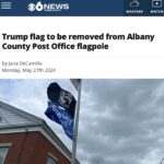 Joy Reid Instagram - What a time to be alive. Someone in the Albany area town of Delmar thought it wisdom to hoist a Trump 2024 campaign at the local post office. The flag hoist touched off a spicy @reddit conversation (filled with disgust for whoever did it) and now it seems the flag touting the man who called military veterans “losers and suckers” will come down. Go figure… From the local NBC affiliate: Delmar, NY (WRGB) — A new flag flown at the Delmar Post Office Monday morning. A third flag was added to the flag pole stationed outside government building: the American flag, followed by a POW flag, and finally a 2024 Donald Trump for President flag. A representative for the Postal Service says that the flag was not placed there by post office employees and “will be removed as soon as possible.” Police say they have reached out to the Office of the Postal Inspector, pending investigation.