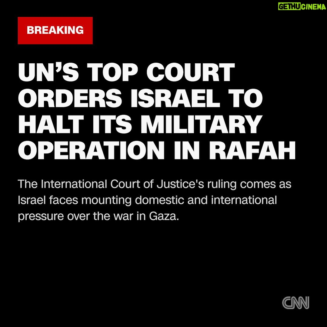 Joy Reid Instagram - Repost from @cnn • The United Nations’ top court has ordered Israel to immediately halt its controversial military operation in the southern Gaza city of Rafah, further increasing international pressure on Israel over its war against Hamas. The International Court of Justice (ICJ) in The Hague, the Netherlands, said the humanitarian situation in Gaza was “disastrous.” Rulings by the court are final and binding, but the ICJ doesn’t have a mechanism to enforce them, and they have been ignored in the past. Tap the link in our bio to read more.