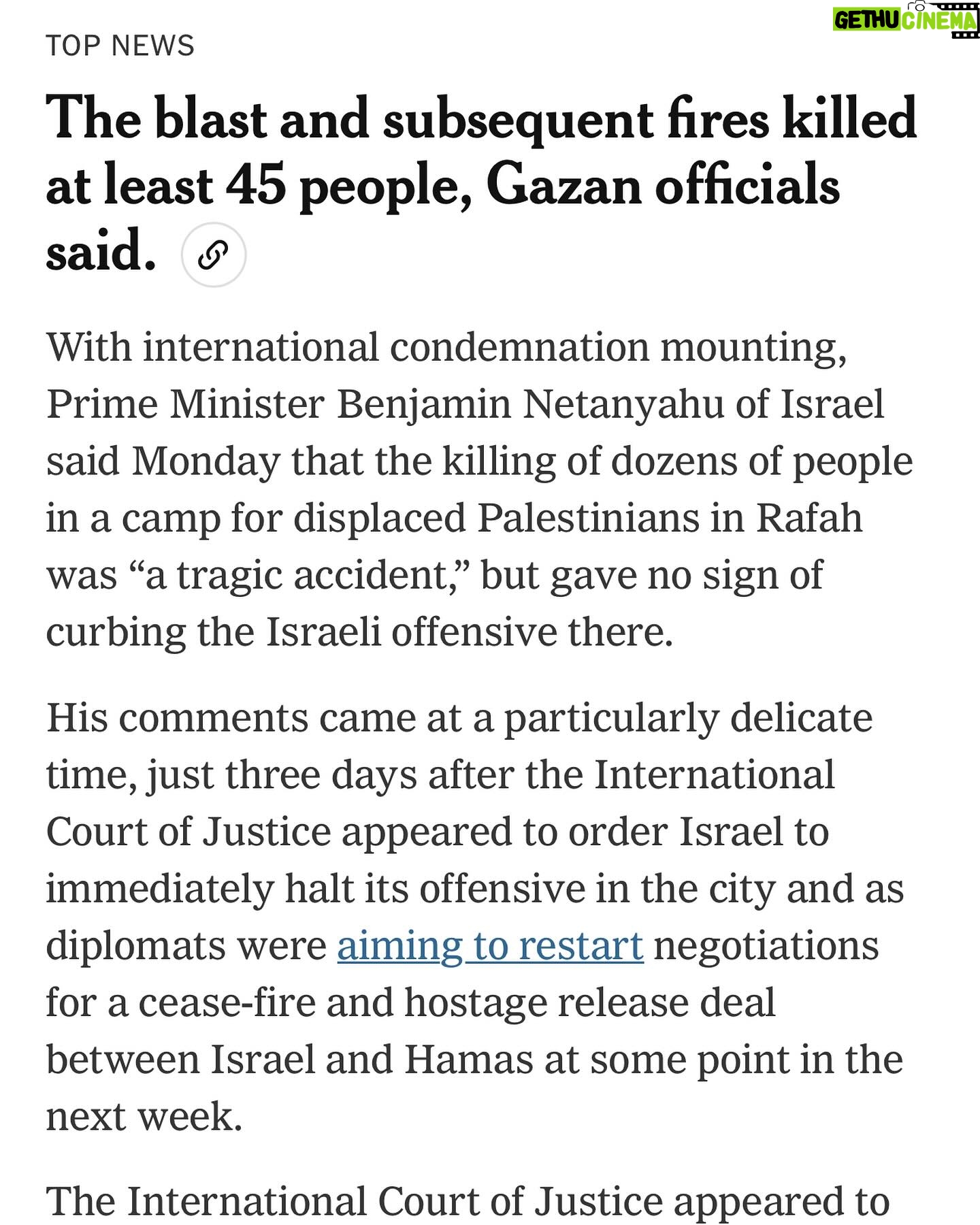 Joy Reid Instagram - Post includes stories from @nytimes @reuters and @thenationalnews.com - international outrage is growing after a designated safe zone in #rafah was hit with Israeli missile strikes overnight.
