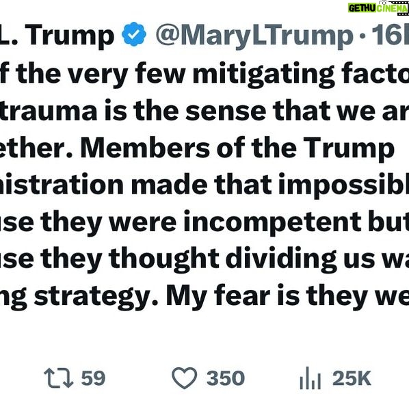 Joy Reid Instagram - @mary.l.trump on the mass trauma her uncle Donald, through his incompetent handling of the #covid pandemic and the cynicism of his #maga movement have exploited and weaponized in pursuit of permanent power.