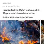 Joy Reid Instagram - Post includes stories from @nytimes @reuters and @thenationalnews.com - international outrage is growing after a designated safe zone in #rafah was hit with Israeli missile strikes overnight.