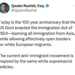 Joy Reid Instagram - The more things change, the more they stay the same… . Repost from @qasimrashid • 100 years ago today the U.S. Govt banned all Asian immigration. This pro eugenics law would stay on the books for 41 years until Black civil rights leaders helped pass the Immigration and Nationality Act of 1965. That passage is what allowed my family to immigrate just a decade later. Make no mistake. Allowing anti immigrant racists to be successful again today will set our nation back generations. We cannot allow that to happen. #justice #immigration