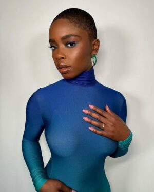 Joy Sunday Instagram - a little commotion for this look please? 

last night with @prabalgurung 💙❤️‍🔥

makeup by my forever @paulyblanch with @lancomeofficial 💞 
styled by @godarrylgo 🥰 

thank u @kamyiis for being my date 😘#momanddad

#nyfw #joysunday