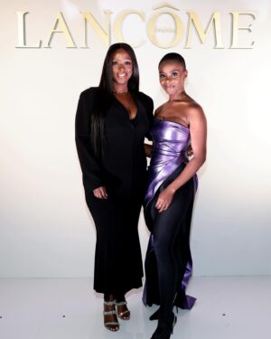 Joy Sunday Instagram - only the latest @laquan_smith for the latest @lancomeofficial girl ✨💜 

last night was magical. I’m so lucky to have shared this moment with my family. I’m grateful to all the spirits that made us feel at home. Thank you to Sheika for fixing my makeup every 3 seconds since I kept tearing up 🤣 and shoutout to the only @kamkorderz for making my mama radiant!

I know yall are tired of the novels, so I’ll keep it simple, beautiful. thank you. 🌹🤍

#lancome #makeupbysheiks #joysunday