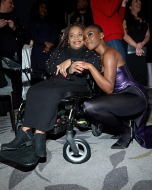 Joy Sunday Instagram - only the latest @laquan_smith for the latest @lancomeofficial girl ✨💜 

last night was magical. I’m so lucky to have shared this moment with my family. I’m grateful to all the spirits that made us feel at home. Thank you to Sheika for fixing my makeup every 3 seconds since I kept tearing up 🤣 and shoutout to the only @kamkorderz for making my mama radiant!

I know yall are tired of the novels, so I’ll keep it simple, beautiful. thank you. 🌹🤍

#lancome #makeupbysheiks #joysunday