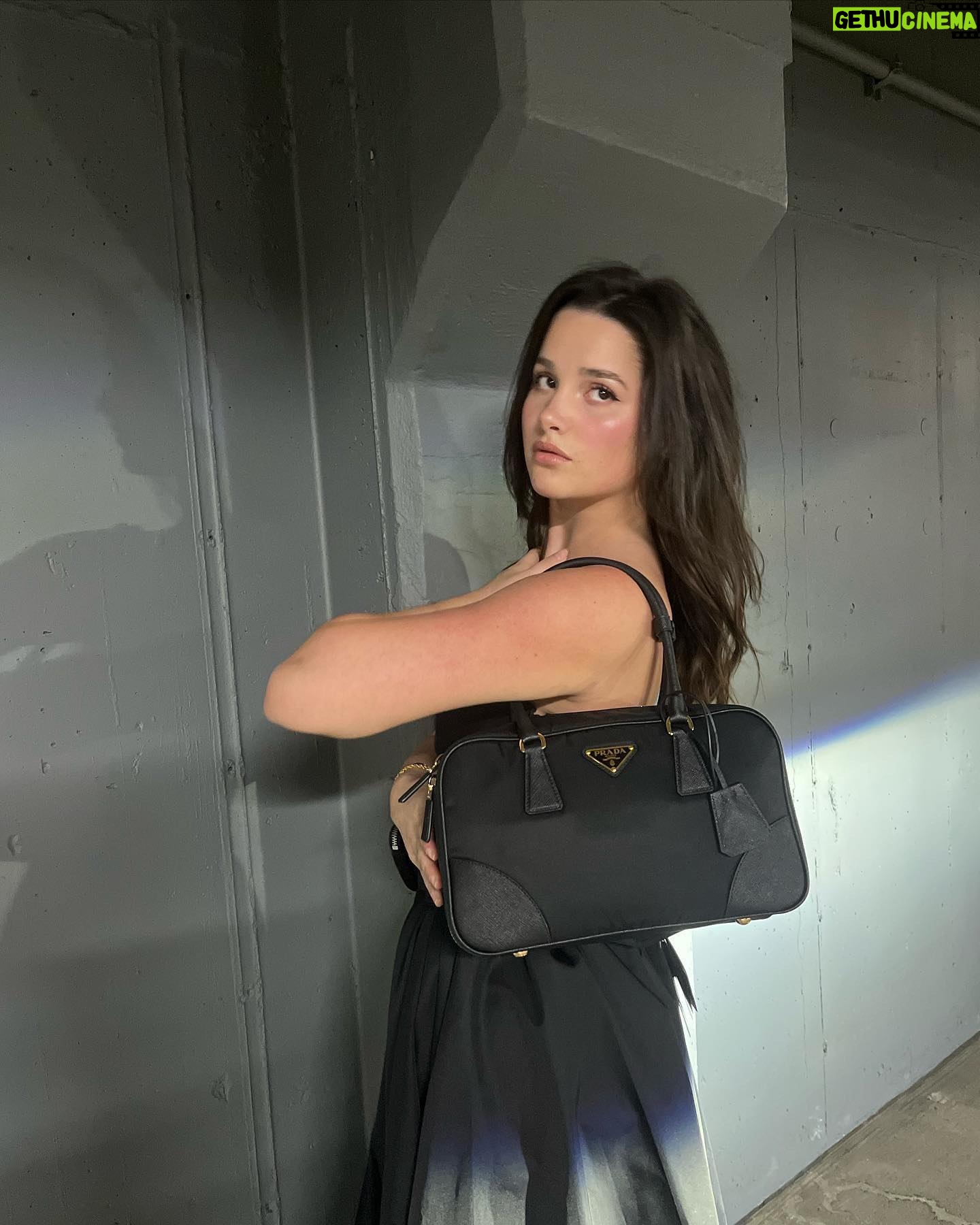 Jules LeBlanc Instagram - 💼 the new @prada Re-Nylon bag - regenerated nylon created through the recycling and purification of plastic collected from the ocean #PradaReNylon #ad
