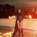 Julia Fox Instagram - My son was conceived on this roof top 🤫 anyway this stunning pyro coat is by @samxmacer 🔥🔥🔥 📹 @bendraghi styled by @brianaandalore
