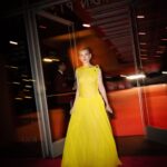 Julia Garner Instagram - Thank you Academy Museum of Motion Pictures for letting me twirl into your dazzling event. Such a beautiful and inspiring evening. Also, big thank you @31philliplim for this bright and happy dress. Thank you @tiffanyandco for the most insanely gorgeous jewels. What a night! X @theacademy 💛💛💛 #birdonarock