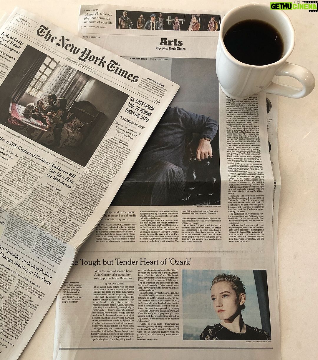 Julia Garner Instagram - Today’s paper! Thank you @nytimes for the article. Talking all things @ozark! I’m a native New Yorker so this is very exciting! 📰☕️♥️