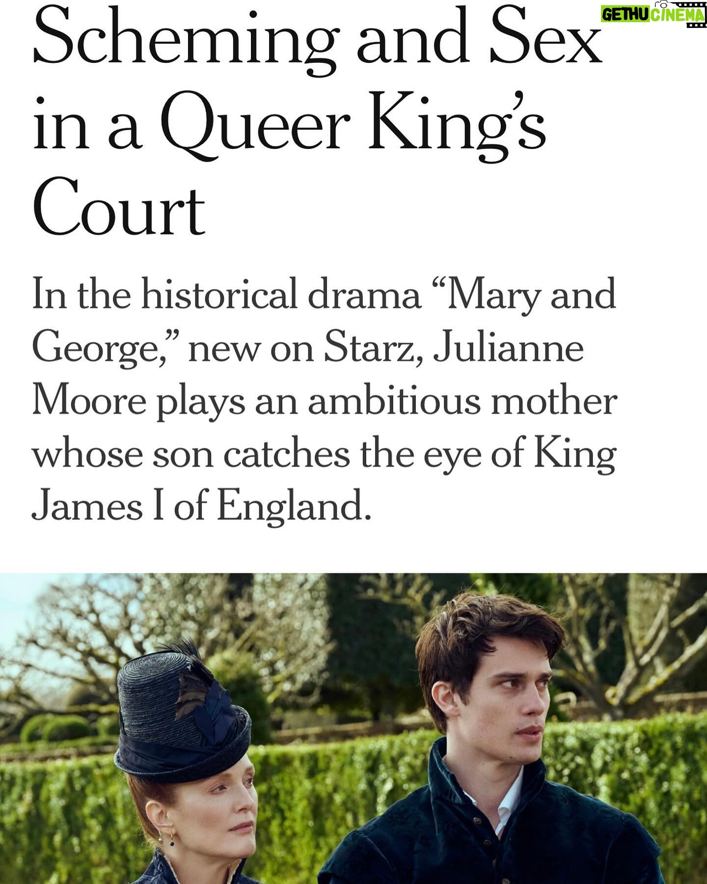 Julianne Moore Instagram - Just another day at the office. @nicholasgalitzine @starz #maryandgeorge @nytimes
