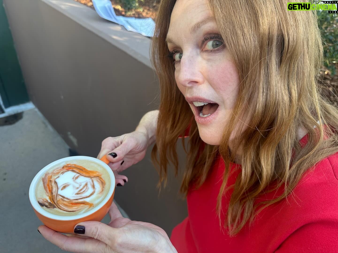 Julianne Moore Instagram - Thank you @baristart for the very flattering portrait that I drank while waiting to talk about @maydecemberfilm at #deadlinecontenders - @melton looks pretty good too. Photos by #ToddHaynes
