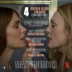 Julianne Moore Instagram – Thank you #GoldenGlobe voters for recognizing Todd Haynes’ @maydecemberfilm in the catagory of Best Musical or Comedy. I am also so grateful to be nominated along with my brilliant partners  Natalie Portman and Charles Melton. This movie is so special to me and I am thankful to have had this great creative experience with such extraordinary collaborators. @gloriasanchezprods @killer.films @mountaina @netflix @natalieportman @melton
