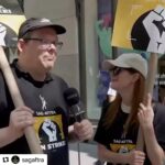 Julianne Moore Instagram – Proud to stand with SAG-AFTRA Chief negotiator @duncanci.  Give us a FAIR CONTRACT #sagaftrastrong #sagaftrastrike @sagaftra
