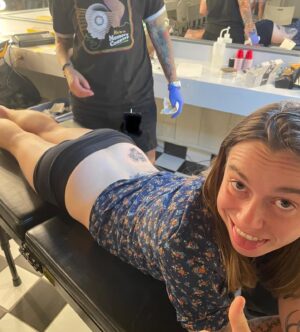 Julien Baker Instagram - 7 shows in to Wild Hearts Tour❤️ here’s a big heaping THANKS to everyone who came to the shows; to our amazing band(s) and crew(s); to Sharon, Angel, and Quinn for having me on this adventure; to @moogsynthesizers for the bloops and @boonetattoos for the ink; and to my lucky SpongeBob socks !!!🧽 (as captured by @stephportphotos )
