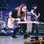 Julien Baker Instagram - 7 shows in to Wild Hearts Tour❤️ here’s a big heaping THANKS to everyone who came to the shows; to our amazing band(s) and crew(s); to Sharon, Angel, and Quinn for having me on this adventure; to @moogsynthesizers for the bloops and @boonetattoos for the ink; and to my lucky SpongeBob socks !!!🧽 (as captured by @stephportphotos )