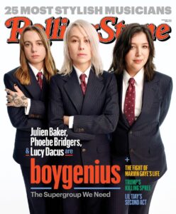 Julien Baker Instagram - @rollingstone. the interview is up now, link in stories . . . . Photographer @ryanpfluger x @supervision_agency Writer/Associate Managing Editor @angiemartoccio Creative Director @Joe_Hutchinson Director of Photography & Deputy Creative Director @Emma.V.Reeves Fashion Direction @Thealexbadia Styling @jaredellner for @theonly.agency Senior Visuals Editor @photoeditorjoe Head of Video @kimberlyaleah Video Producer @ilanawoldenberg Cam Op @juliusdamenz_dp Senior Social Media Editor @leahluser Director of Social Media @waiss_aramesh Producer @rhiannarule Vintage Fashion Specialist @neo_preen for @arbitrage.nyc Tailor alvard bazikyan for @alteration_specialists Hair @ditadoeshair for @traceymattinglyagency Makeup @amberdmakeup for @aframe_agency Nails @sreyninpeng for @opusbeauty Lighting Designer @bnickleberry Photography Assistant @nicolbiesekphoto Production Assistance @acehigh77 & @kurt_lavastida Hair Assistant @alexhenrichs Stylist Assistants @jessmcateee FASHION CREDITS Cover Setup (SUITS) Suits by @gucci Shoes by Vitorofolo. Julien’s Ring @bonylevy OUTDOOR SETUP BRIDGERS Top by @marni Scarf worn as skirt by @genemeyer3 Tights by @emiliopucci BAKER Top By @thenongrak Skirt @connerives Shoes by @drmartensofficial Wristbands: Stylist’s own. DACUS Top by @etro Scarf worn as skirt by @genemeyer3 Socks: Stylist’s own.