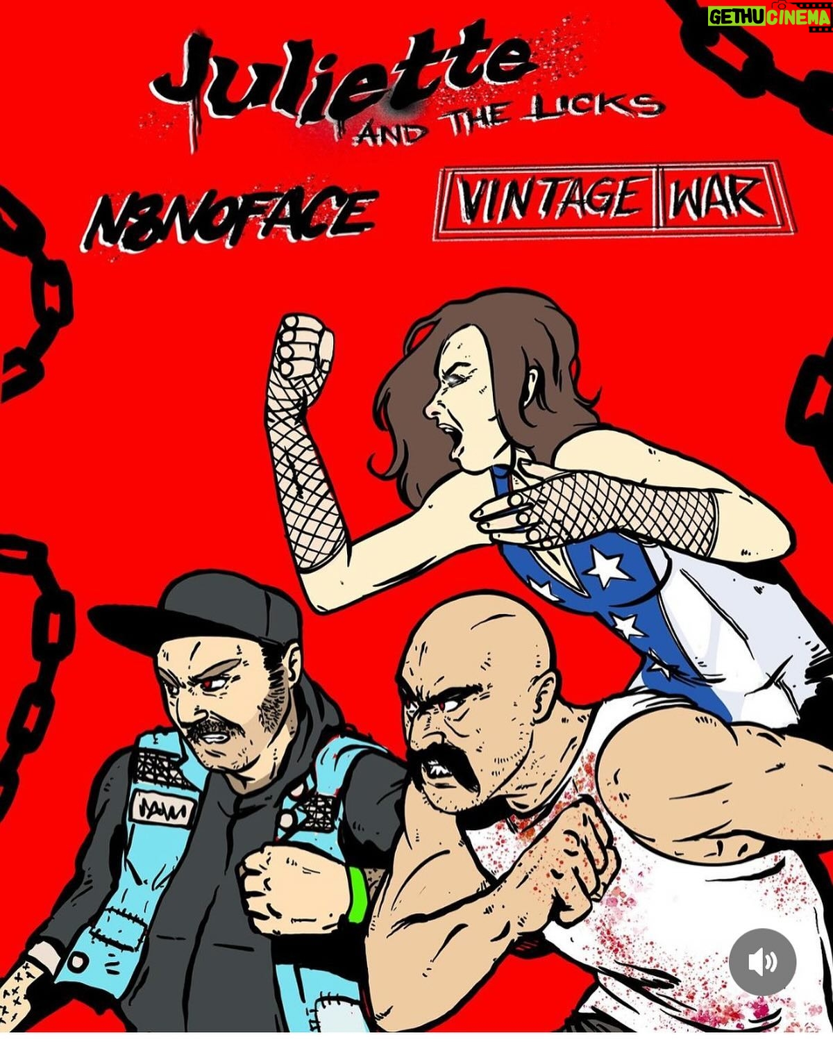 Juliette Lewis Instagram - just call us the punk Marvel LoL 💪😝siiick artwork by @phobikgod @vintagewarband @n8noface #fire #punk #rocknroll #livemusic