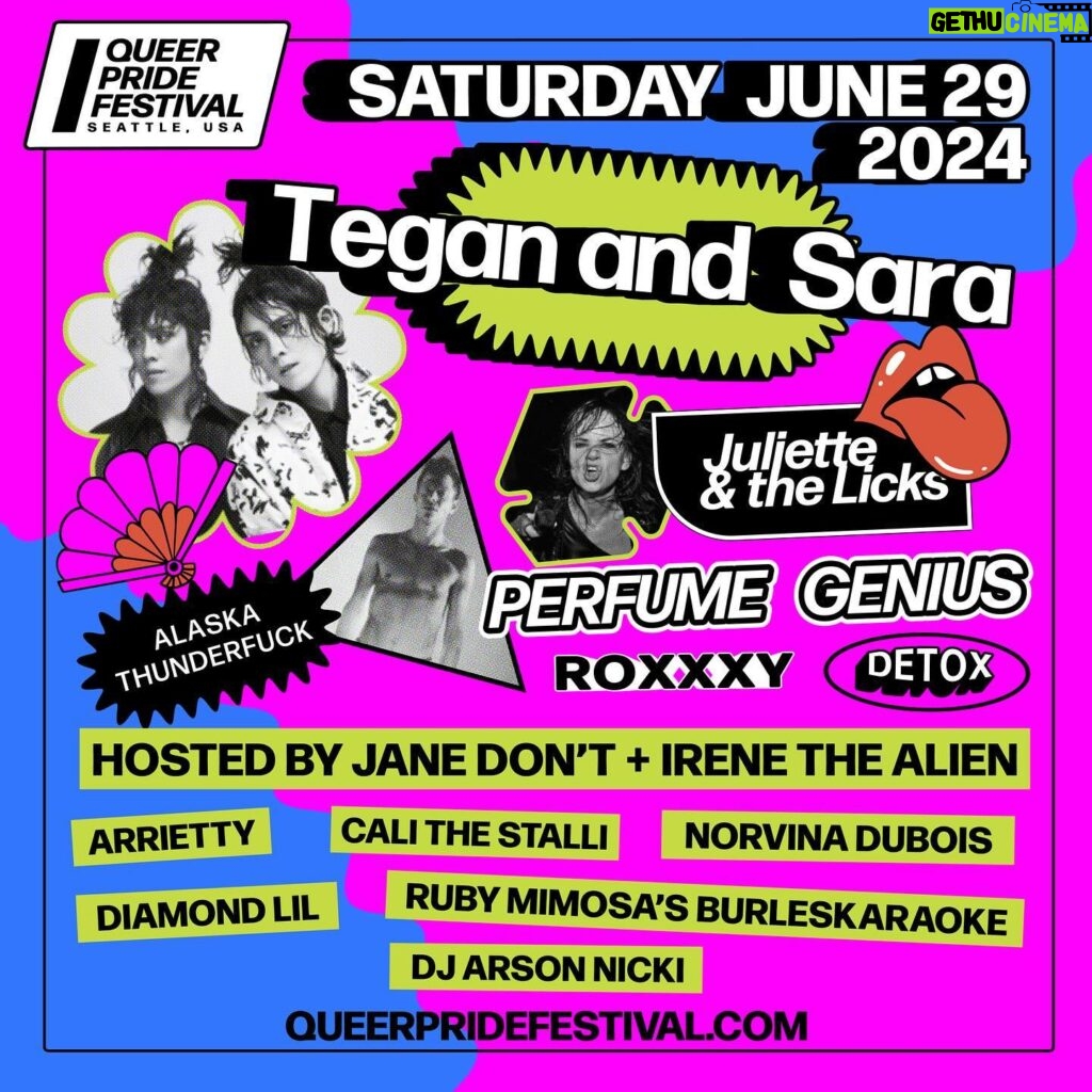 Juliette Lewis Instagram - FESTIVAL ANNOUNCEMENT @queerpridefestival ⚡️⚡️🌈🦄🏳️‍🌈⚡️⚡️🎉🥳👏 Seattle! We’re coming for ya! June 29th with the amazing @teganandsara for @thequeerbar Pride Fest! Tickets in the bio they’re going fast!