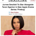 Jurnee Smollett Instagram - Excited for this one. We about to set some sh*t on 🔥🔥🔥 🖤🙏🏽 #DennisLehane #taronegerton #appletvplus