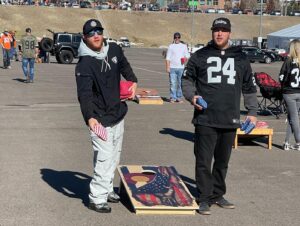 Justin Gaethje Instagram - Annual Raiders vs Broncos game at Mile High Stadium with the crew from AZ. Great game, Raiders with the OT win.