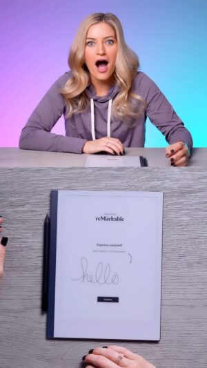 Justine Ezarik Instagram - I had so much fun checking out this @reMarkable 2 - excited to see how it is going to enhance my focus and creativity! Head to my bio for more info and to purchase. #reMarkablepaper #ad