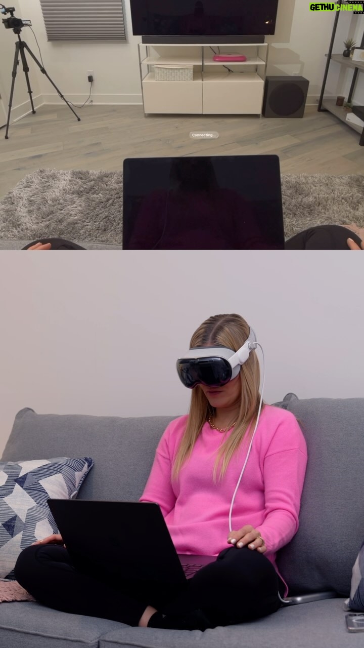 Justine Ezarik Instagram - This is what it’s like to mirror your display in Apple Vision Pro! I can edit and have full access to my MacBook in a full 4k display IN MY HEAD!!!