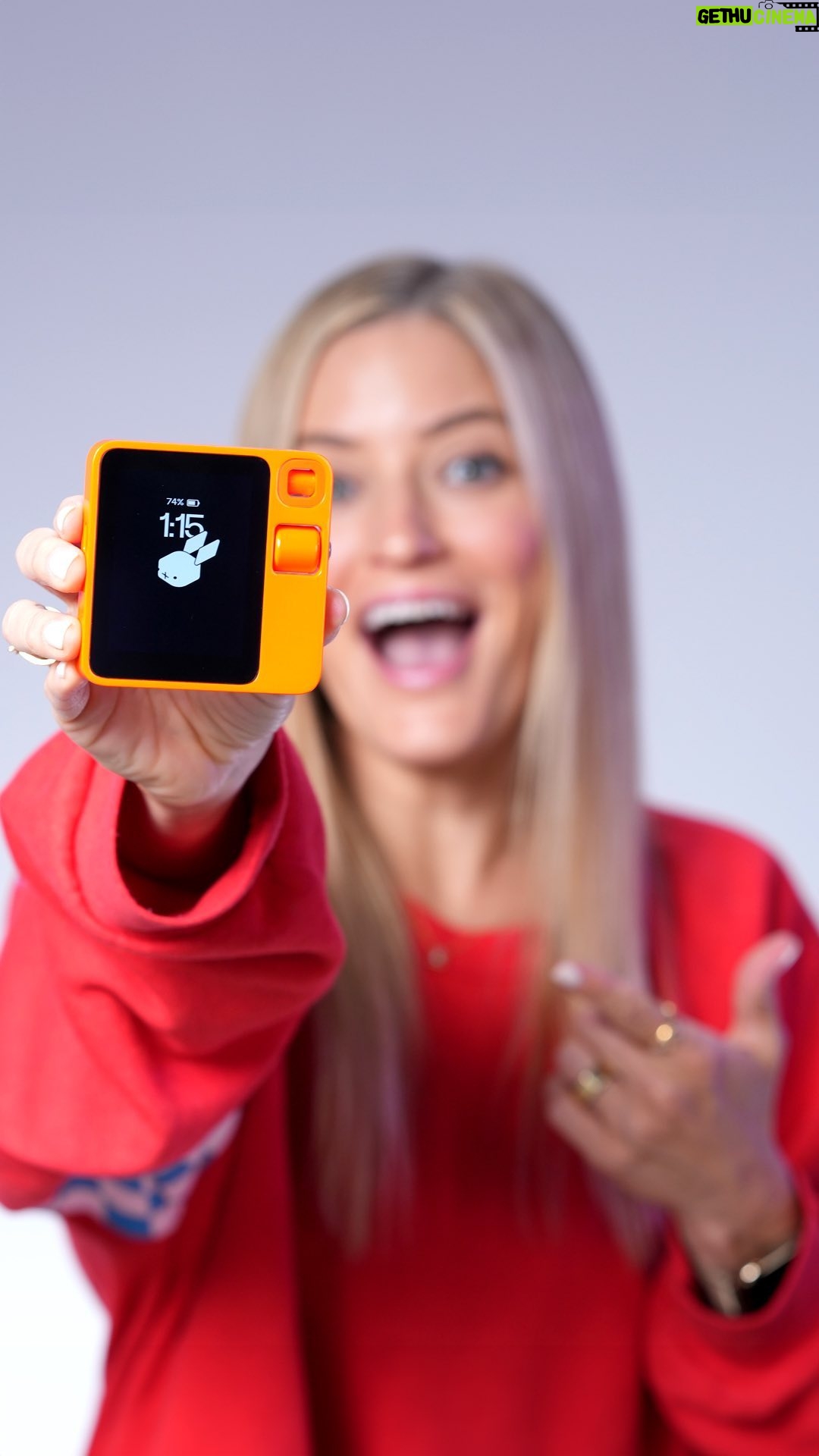 Justine Ezarik Instagram - The new @rabbit r1 device isn’t just super cute, but a total game changer for the future of standalone AI too! Head to the link in my bio to learn more! #ad