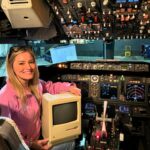 Justine Ezarik Instagram - Hahahaha I’d say the highlight was taking this old 1984 Mac to the Apple Spaceship park, but it was pretty awesome getting to sit in the cockpit for a photo 😂😂😂