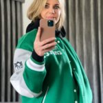 Kaitlin Olson Instagram - It has arrived and it’s glorious. (It’s also most definitely a men’s jacket after all. Oops.) Thank you @eaglesautism for your incredible work and @kykelce @jason.kelce and @killatrav for the fundraiser! **I was NOT wearing this last night and will not be held responsible for the outcome of the game. #gobirds