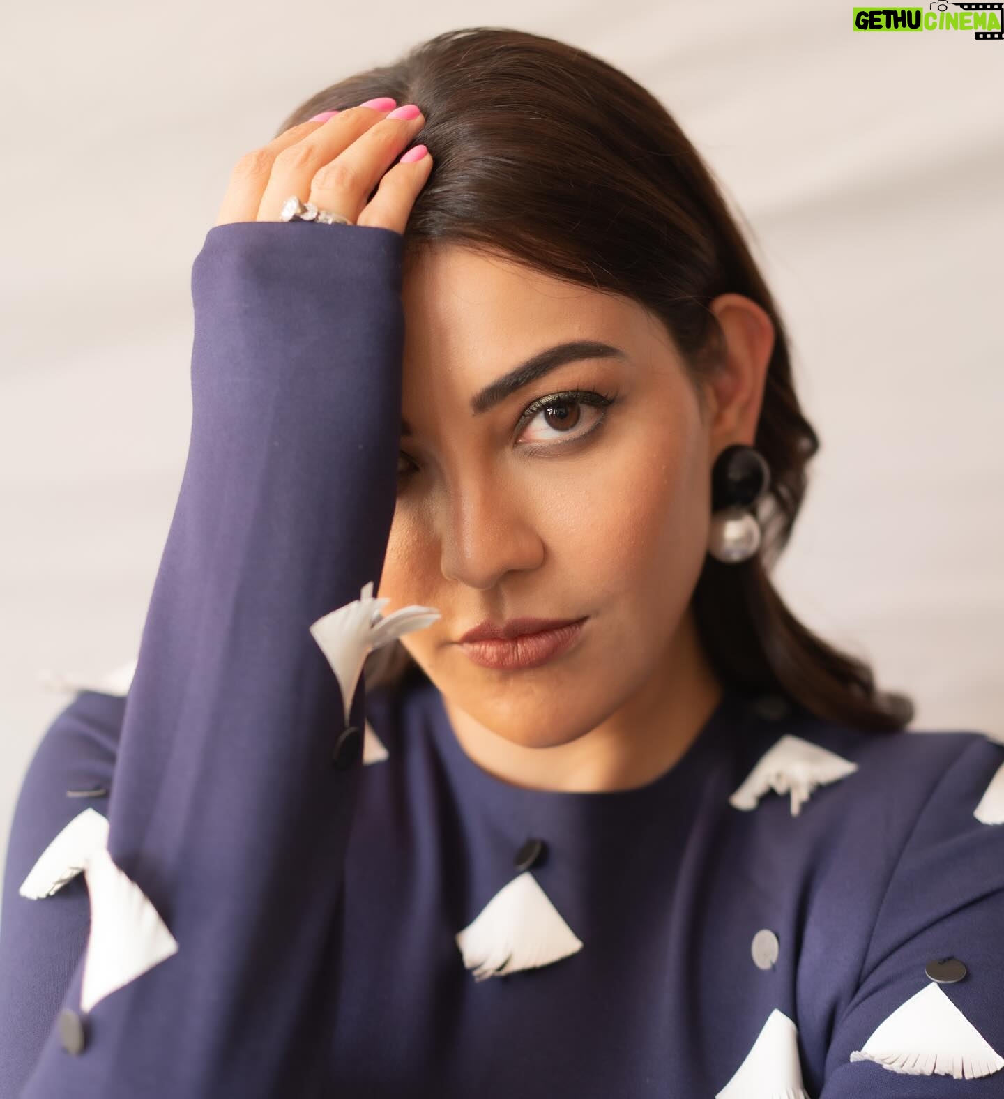 Kajal Aggarwal Instagram - Kickstarting Satyabhama promotions 💙 Styling - @archamehta Outfit - @sameermadan_official Jewellery - @ishhaara Shoes - @theater.xyz Styling Team - @vidhigala @rashmi_angara Makeup - @vishalcharanmakeuphair Hair - @swapnilkashid_ Photographer - @kannasrihari