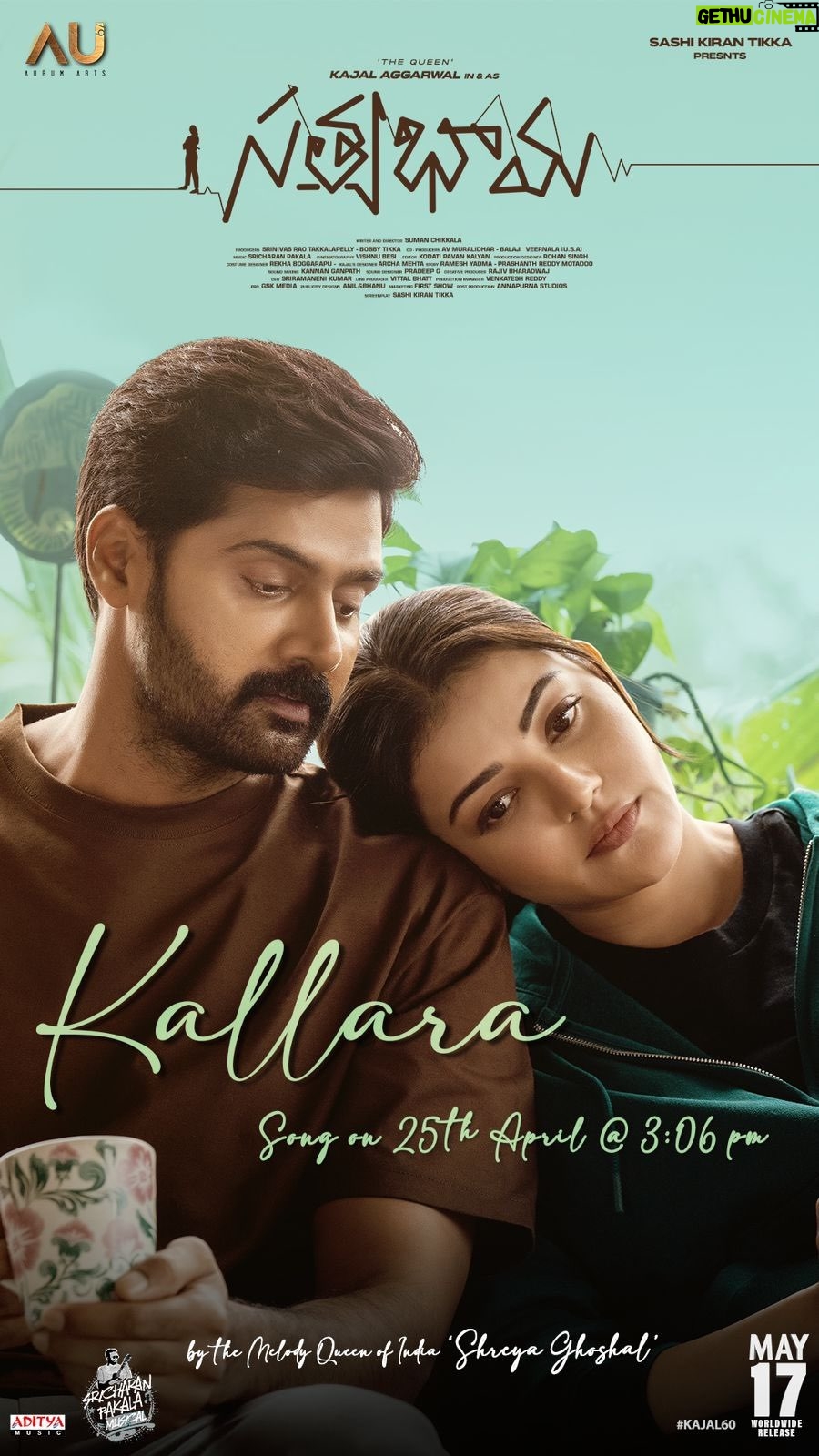Kajal Aggarwal Instagram - #Satyabhama first single #Kallara promo out now π Full song out today at 3.06 PM in the magical voice of @shreyaghoshal β€οΈβπ₯ In theatres worldwide on May 17th π₯ #SatyabhamaFromMay17th @naveenchandra212 @sashikirantikka @suman_chikkala @sricharanpakala @bobytikka6 @srini6945 @Vishnubesi @kodatipavankalyan @sampadaa1 @neha_pathaan3 @payal_radhakrishna @ankithkoyyalive @prajwal.yadma @archamehta @kumar_tv5cinema @rekhaboggarrapu @rambabu.gosala @vishalcharanmakeuphair @divya.naik25 @GskMedia_PR @adityamusicindia
