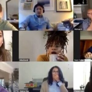 Kali Hawk Instagram - 😭DAMNNNNN DANIEL!!! Now I see how it really goes down in these #Zoom “meetings” #LMAO Everyone’s reactions are so great... 🤣I can’t decide if I’m the guy at the bottom left, or the girl with the glasses like ☕️👀