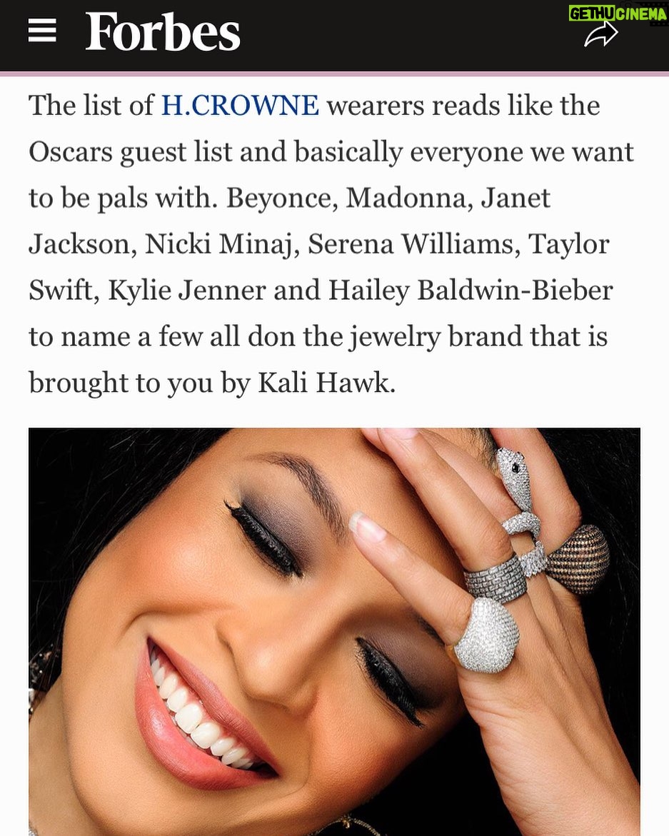 Kali Hawk - 8.9K Likes - 🥳Thanks @Forbes for the sweet #ValentinesDay surprise!! A double feature on @H.CROWNE in the #Entrepreneur section 📰and the Arts/Entertainment section 📰✨Click the link in bio and check out 📸pics by @dandremichael with Q&A by @felicitycarter_