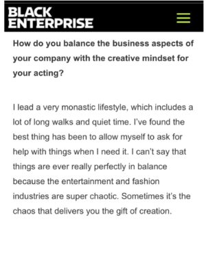 Kali Hawk Instagram - 😎It’s not everyday you get to weave “I lead a very monastic lifestyle” into an interview about business. Thank you @BlackEnterprise for the opportunity. 🌟✊🏽