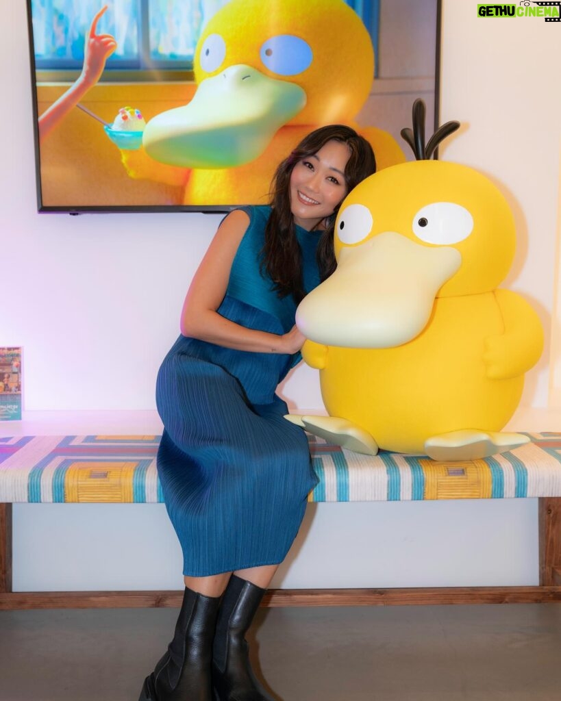 Karen Fukuhara Instagram - Who’s seen Haru & Psyduck’s journey on Netflix’s Pokémon Concierge? Run don’t walk - you can sit next to a life size Psyduck at the Japan House’s Pokémon exhibition in Hollywood LA until Jan. 7! Hurry before I steal him for myself 😂 (Pokémon Concierge available now/since December 28th)