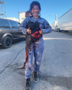 Karen Fukuhara Instagram - Season 3 Episode 4 after @jensenackles blasted the shit outta me 😂 Props to our prosthetics team! Always incredible work from face peels to pumping blood. More to come in season 4!