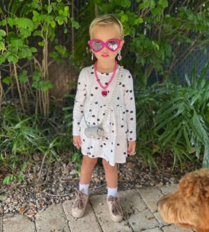 Karolína Kurková Instagram - Daddy Daughter Date. LunaGrace is ready... dressed by herself 🎀✨🪩💎 #lunagracestyle
