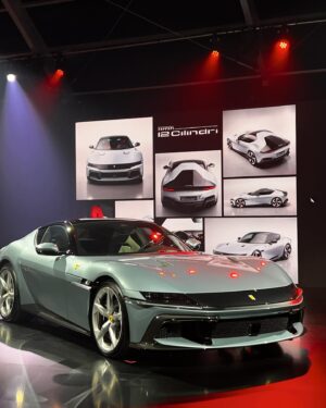 Karolína Kurková Instagram - Last night unveiling of the latest makes/models and colors from @Ferrari ! Really beautiful design and a luxurious evening start to finish. So nice to accompany creative director @ferraristyle, @rocco.iannone. ❤️ Thank you for having me. 

#Ferrari12Cilindri  #Ferrari12CilindriSpider
#FerrariMiami #FerrariStyle