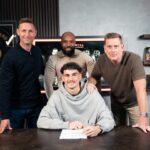 Kate Wright Instagram - Our eldest ❤️ is on his own journey in football. Another nice moment signing with @neweraglobalsports , well earned through hard work & dedication. It’s a long road full of ups and downs, so the right & professional support is required - so step forward @neweraglobalsports ✅ Love you Lorenz ❤️