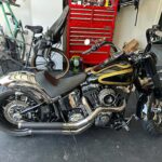 Katee Sackhoff Instagram - ***FOR SALE**** at @bartelsharleydavidson 2008 Custom Fat Boy with extremely low miles! When you have a ton of motorcycles the miles tend to get evenly distributed. I adore this bike but I don’t ride enough. I designed this little baby myself and I still think she’s gorgeous and badass at the same time. 😍 One day I’ll come back to riding more consistently when my daughter is a bit older and I think I’ll get myself a touring bike. But until then this little beauty needs a new owner ❤️ Give Bartels a call if interested 1-310-823-1112