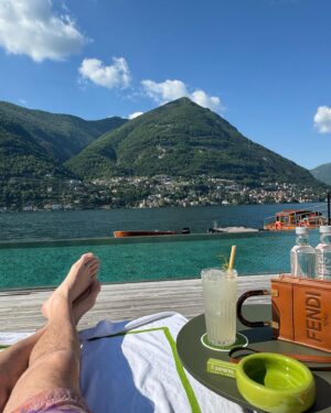 Katherine Ryan Instagram - We were sad for the admin glitch that prevented us from attending the Netflix Festival BUT 🍋 turned those lemons into lemonade with a last minute trip to @ilsereno voted the best hotel in Europe 🇮🇹 and it’s a prize well deserved 👏🏼 🥂 🚤 🍝. @bobby_k__ and I had the most relaxing luxurious #spa holiday at #lakecomo only hotel that lets you drive a boat! X