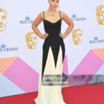 Katie Piper Instagram - BRB at @bafta ✨ Styling: @beckyfashionstylist Dress: @arcinaori Necklace: @officialfaberge Photography: @zakwalton Makeup: @toby_salvietto Hair: @hairbychrislong Thank you @parkplaza for the views ✨and @bafta @pandocruises for a perfect evening ❣️
