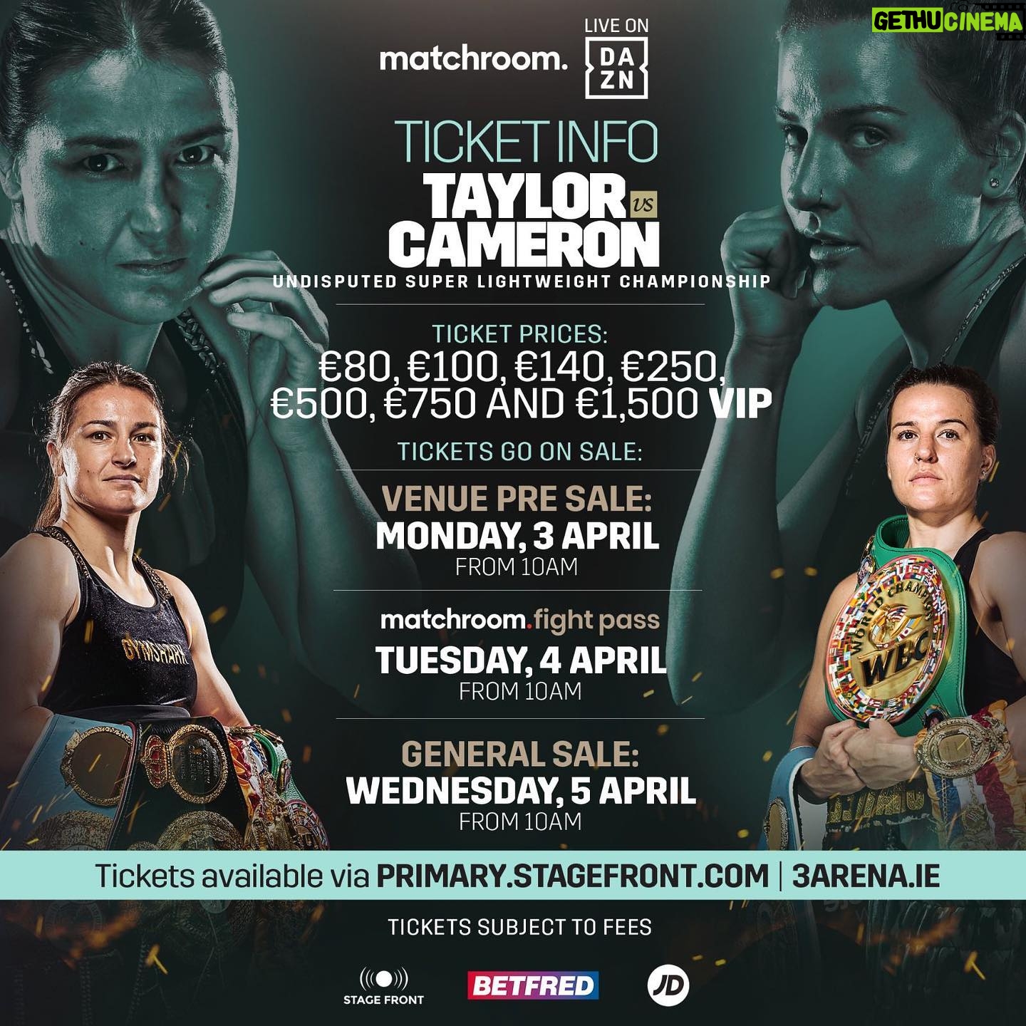 Katie Taylor Instagram - 🎟️ #TaylorCameron tickets go on sale next week! 🇮🇪