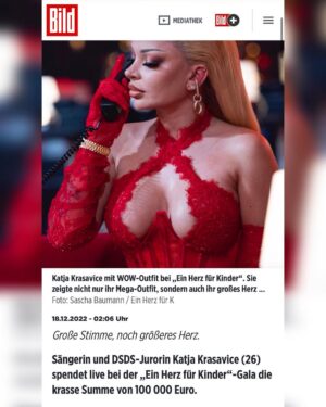 Katja Krasavice Instagram - Ich habe 100.000€ an ein Herz für Kinder gespendet, zusammen mit meiner Firma @sugarmami.official ❤️
Bei der @einherzfuerkinder Spendengala ❤️