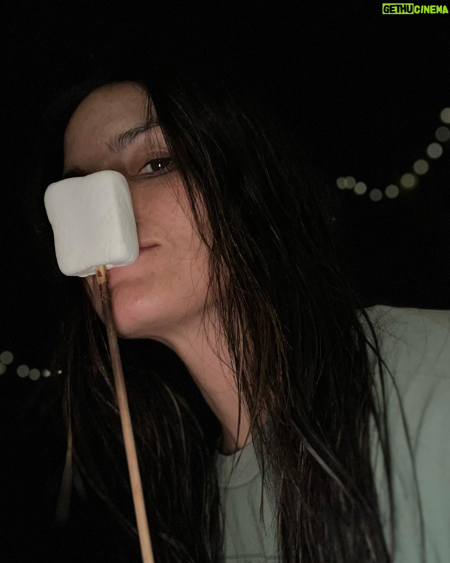 Katrina Law Instagram - Happy New Year! Might be in the middle of the woods next to the ocean while a bomb cyclone is about to hit…but the marshmallows are delishđŸ˜‹ Trying to look cute while holding a marshmallow is a low and apparently unattainable goal. #california #bigsur