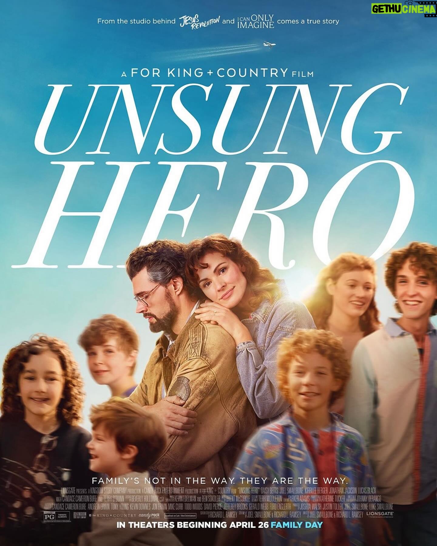 Kellan Lutz Instagram - Such a beautiful story! thanks for making your movie @joelsmallbone and telling your story! The spirit of Pride is a nasty one and you and the team showed that conquering beautifully! It’s going to help a lot of men husbands, fathers and family’s. #Repost @kingdomstorycompany ・・・ Join The Family April 26—UNSUNG HERO is the story of a family banding together, turning adversity into adventure. 👨👩👧👦✈️ SEE IT FIRST April 24 in select theaters. Comment TICKET to receive a link—limited showings available! 🎟️ (And more showtimes dropping tomorrow!)