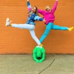 Kelli Erdmann Instagram - How many did we miss?! 😝 #behindthescenes #bts #takeonme #greenman #vfx #dance #happykelli #kaushacampbell
